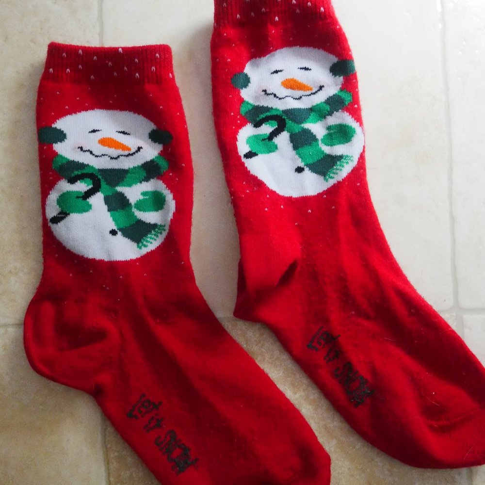 Red Snowman Winter Socks